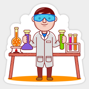 Cute Chemist Cartoon Sticker